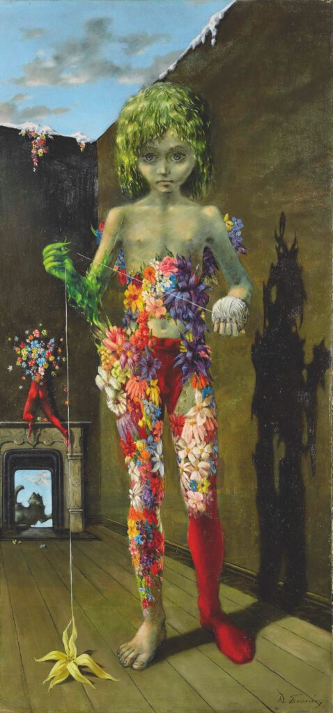 Dorothea Tanning, Das magische Blumenspiel, 1941, Öl auf Leinwand, Privatsammlung, South Dakotan© The Estate of Dorothea Tanning / VG Bild-Kunst, Bonn 2022