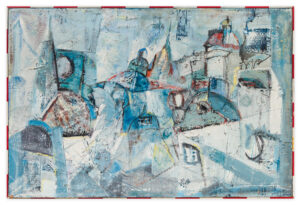 Hans Staudacher, Illusion Wien, 1949-51, 81 x 122cm, Öl und Mischtechnik auf Holzfaserplatte,Sammlung E. und H.H