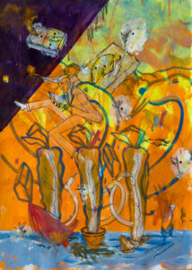 C.L.Attersee, Was ich dir noch schreiben wollte, Mischtechnik auf Papier, 2019-20, 44 x 31,5 cm, © beim Künstler