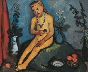Paula Modersohn-Becker, Sitzender Mädchenakt mit Blumen, 1907, Öltempera auf Leinwand, 89 x 109 cm, Von der Heydt-Museum, Wuppertal © Von der Heydt-Museum Wuppertal