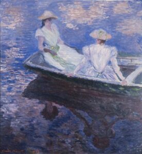 Claude Monet, Sur le batteau (Jeune filles en barque), 1887, Im Boot (Junge Mädchen in Ruderboot), Öl auf Leinwand, 145,5 x 133,5 cm, The National Museum of Western Art, Tokyo. Matsukata Collection