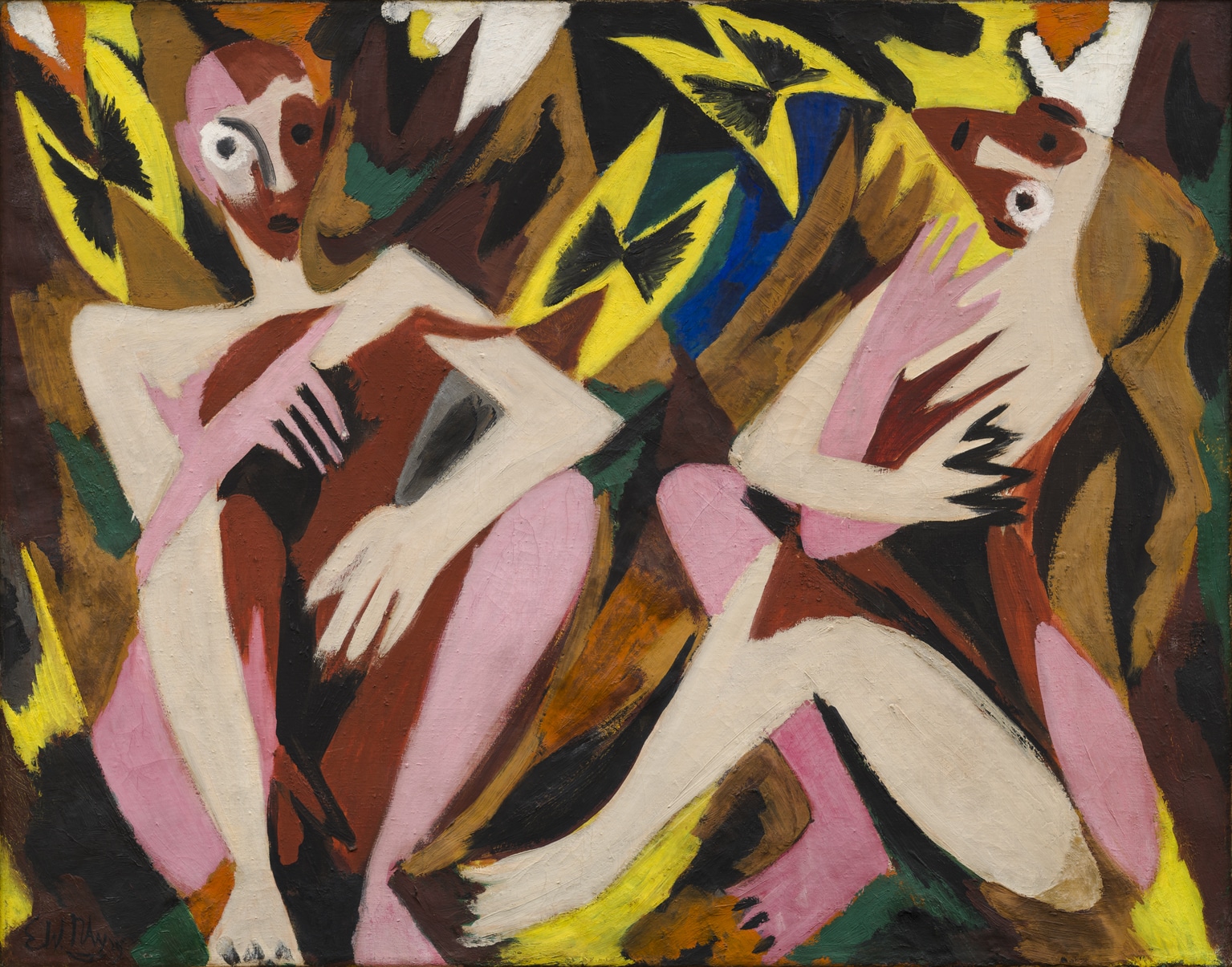 Ernst Wilhelm Nay, Paar mit Schmetterlingen, 1939, Öl auf Leinwand, 90 x 115 cm, Sammlung Alexejew-Brandl © VG Bild-Kunst, Bonn 2021 / Ernst Wilhelm Nay Stiftung, Köln, Foto: Trevor Good