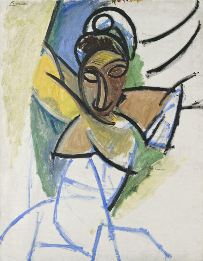 Pablo Picasso, Frau (Epoche der”Demoiselles d’Avignon»), Femme (Époque Des”Demoiselles D’avignon»), 1907, Öl auf Leinwand, Fondation Beyeler, Riehen/Basel, Sammlung Beyeler © Succession Picasso/2022, ProLitteris, Zürich, Photo: Robert Bayer, Basel