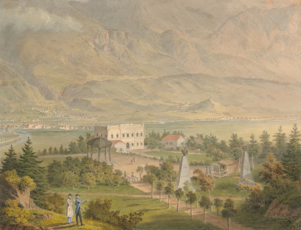 Ein Blatt aus dem „Rossbach-Album“ darstellend den Bergisel in der Mitte des 19. Jahrhunderts © TLM