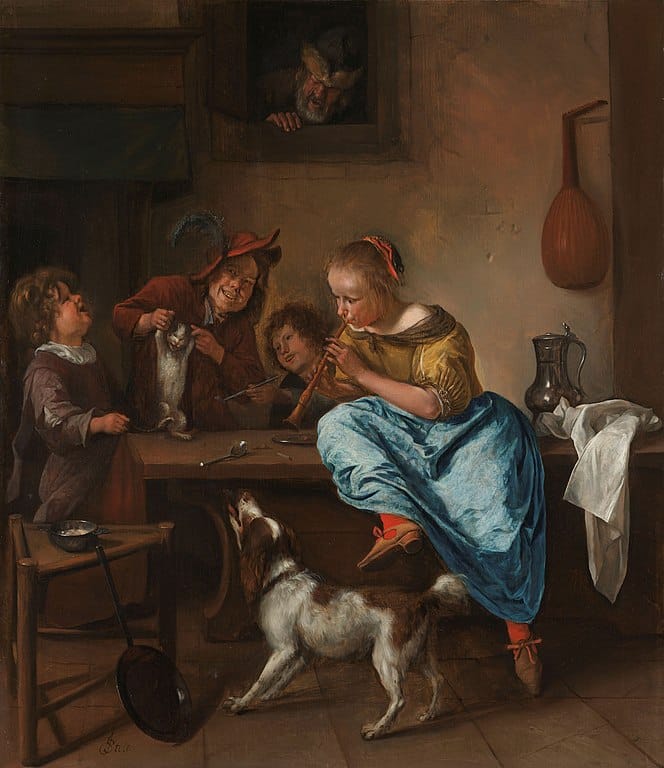 Jan Steens Kinder, die eine Katze lehren, zu tanzen © www.rijksmuseum.nl