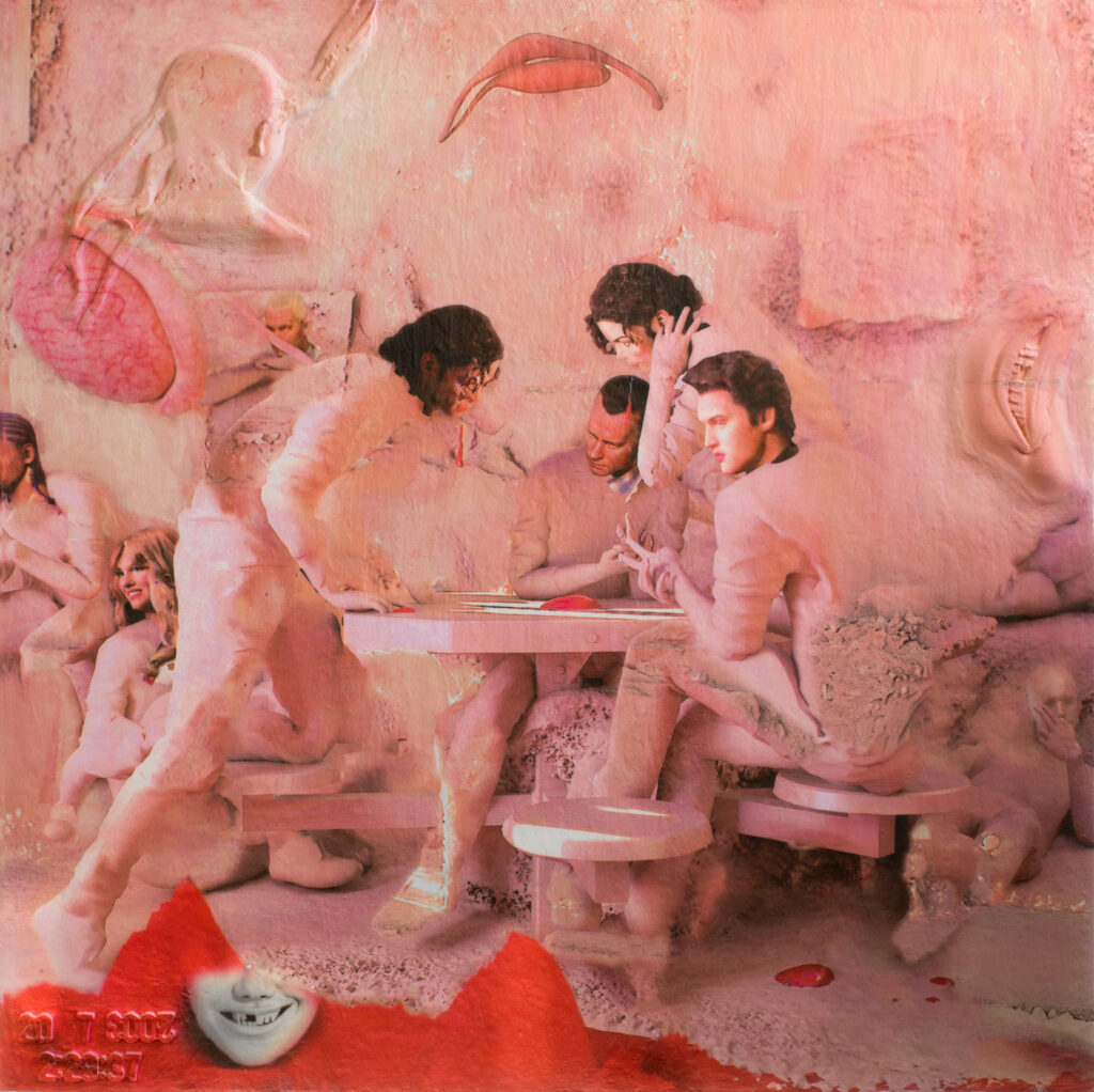 Simon Lehner, Worldstarz, 2022, Acryl auf Schaumstoffplattenunikat, objektiv-linsenbasierte CNC Malerei, Courtesy Simon Lehner und KOW Berlin