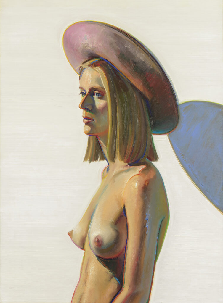 Wayne Thiebaud, Girl with pink hat, 1973, Öl auf Leinwand, San Francisco Museum of Modern Art Schenkung von Jeannette Powell © Wayne Thiebaud Foundation/2022, ProLitteris, Zurich, Foto: Katherine Du Tiel