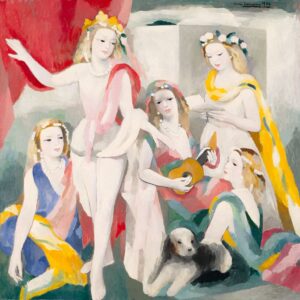 Marie Laurencin, La Répétition (Die Wiederholung), 1936, Paris, Centre Pompidou, Musée national d‘art moderne © Foujita Foundation / Adagp, Paris - Photo : © Centre Pompidou, MNAM-CCI, Dist. RMN-Grand Palais / image Centre Pompidou, MNAM-CCI