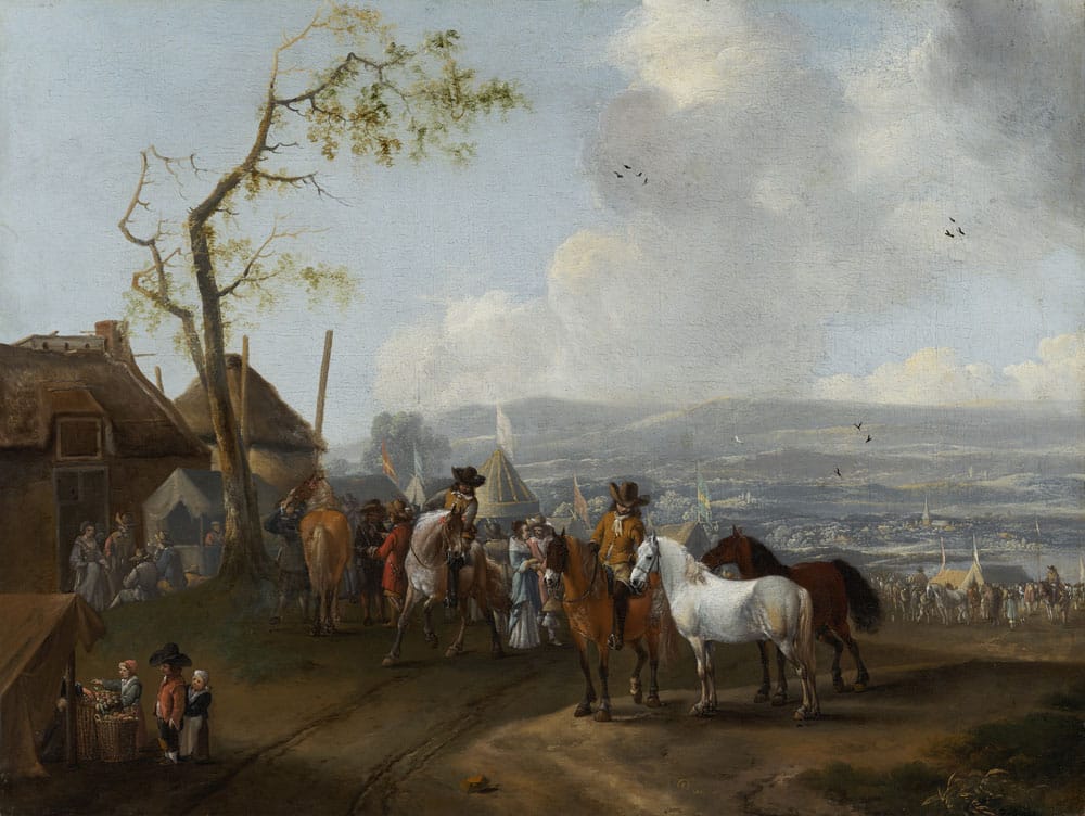 Pieter Wouwerman, Lagerszene, undatiert, Öl auf Leinwand, doubliert, 53 x 70,5 cm, © Kunsthalle Bremen – Der Kunstverein in Bremen