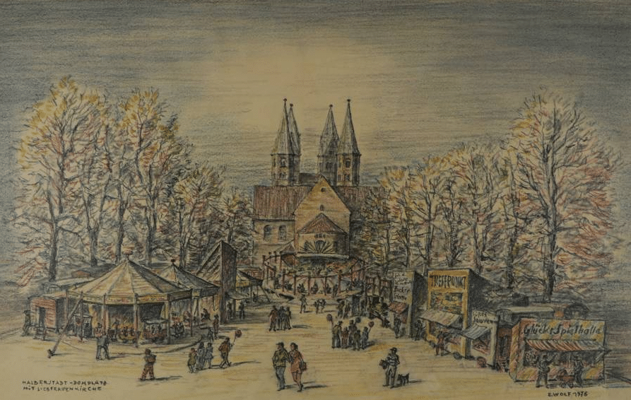 Erhard Wolf_Domplatz, 1976 © Gleimhaus Museum der deutschen Aufklärung