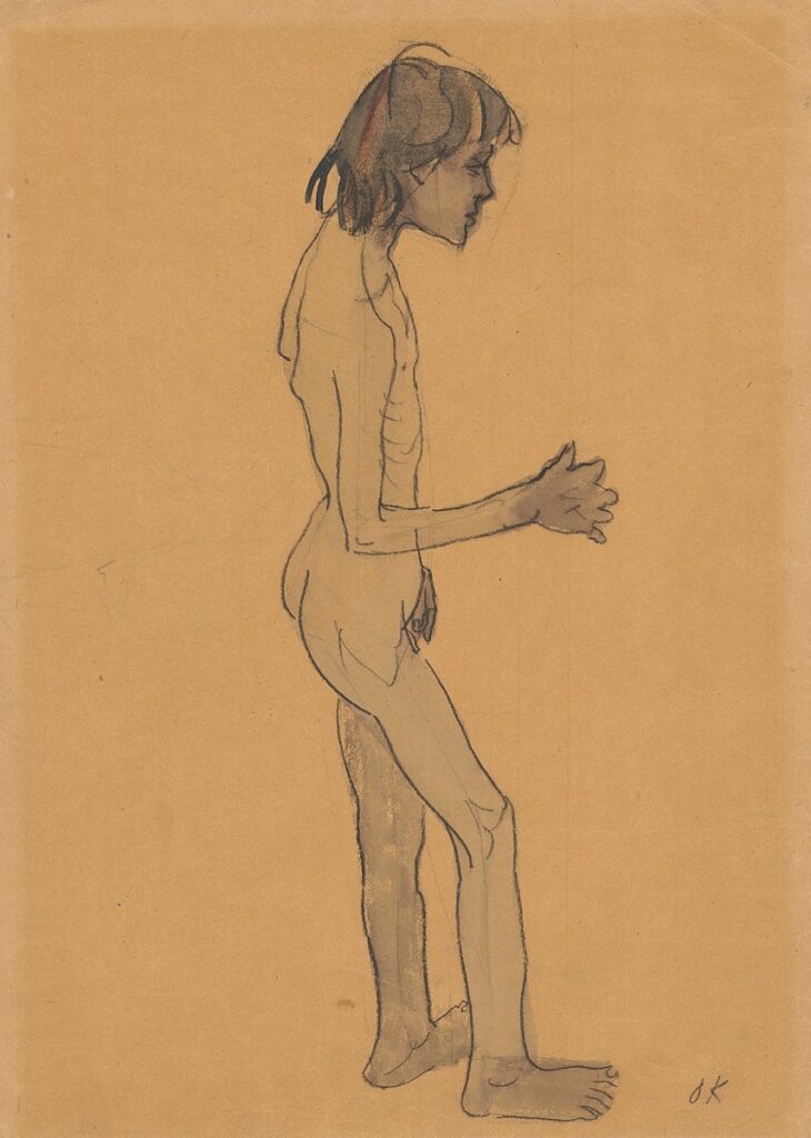 Oskar Kokoschka, Stehender Knabenakt nach rechts, 1912, ALBERTINA, Wien