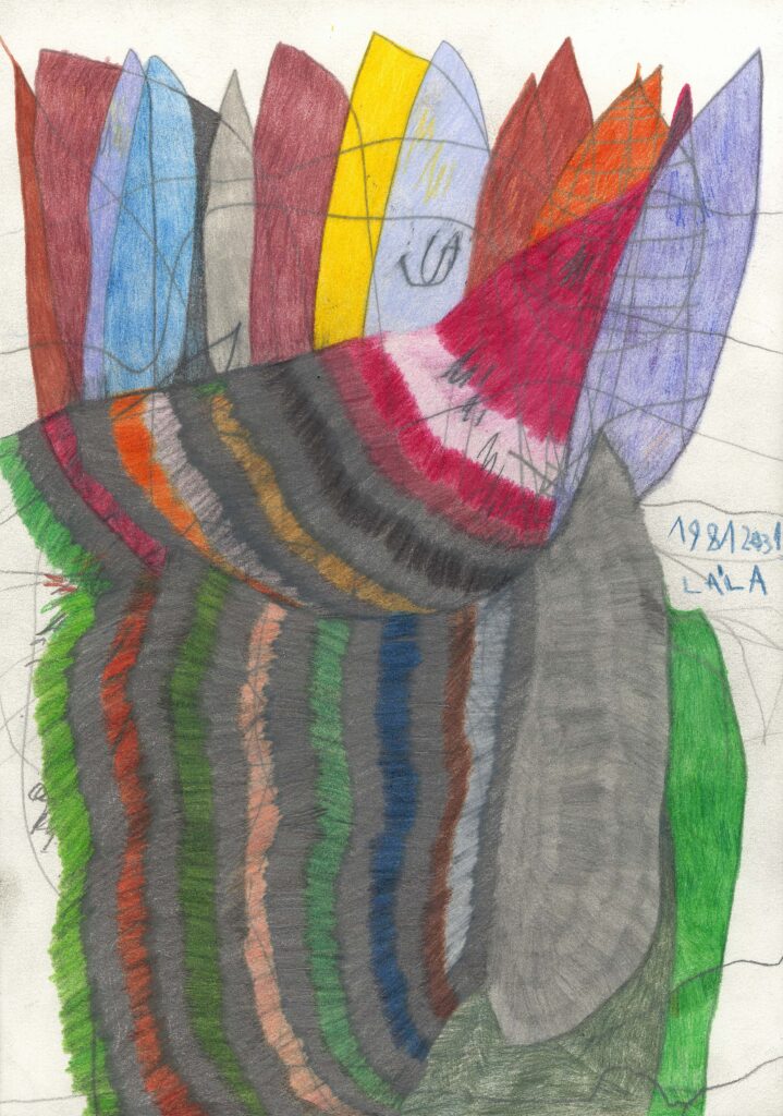 Laila Bachtiar, Blume, Bleistift, Farbstifte, Sammlung Bettina Bogner, Foto/Werk: Courtesy galerie gugging