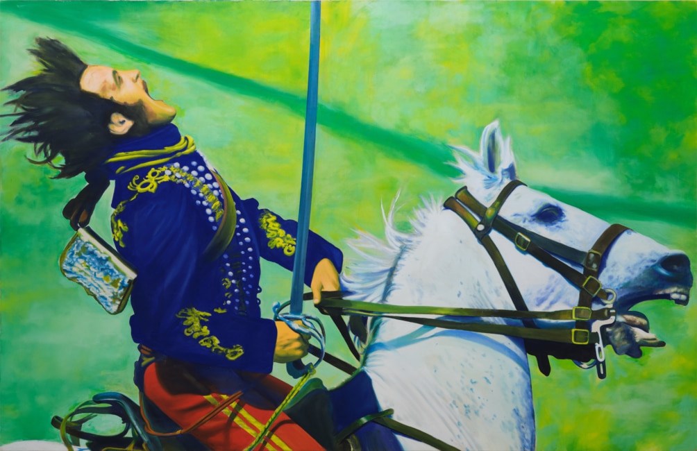 Franz Gertsch. Huaa...!, 1969, Dispersion on unprimed half-linen, 170 x 261 cm, Nachlass Franz Gertsch © Franz Gertsch AG