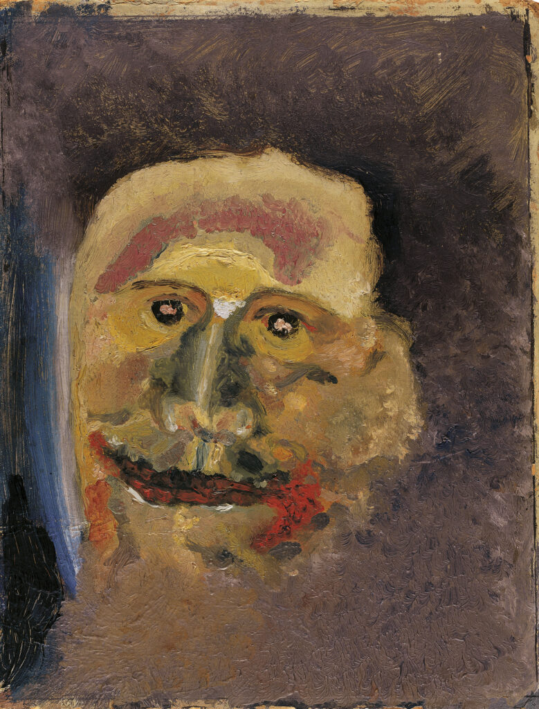 Arnold Schönberg, Satire (Karl Kraus), Mai 1910, Öl auf Pappe, Catalogue raisonné 111, Belmont Music Publishers, Pacific Palisades, CA