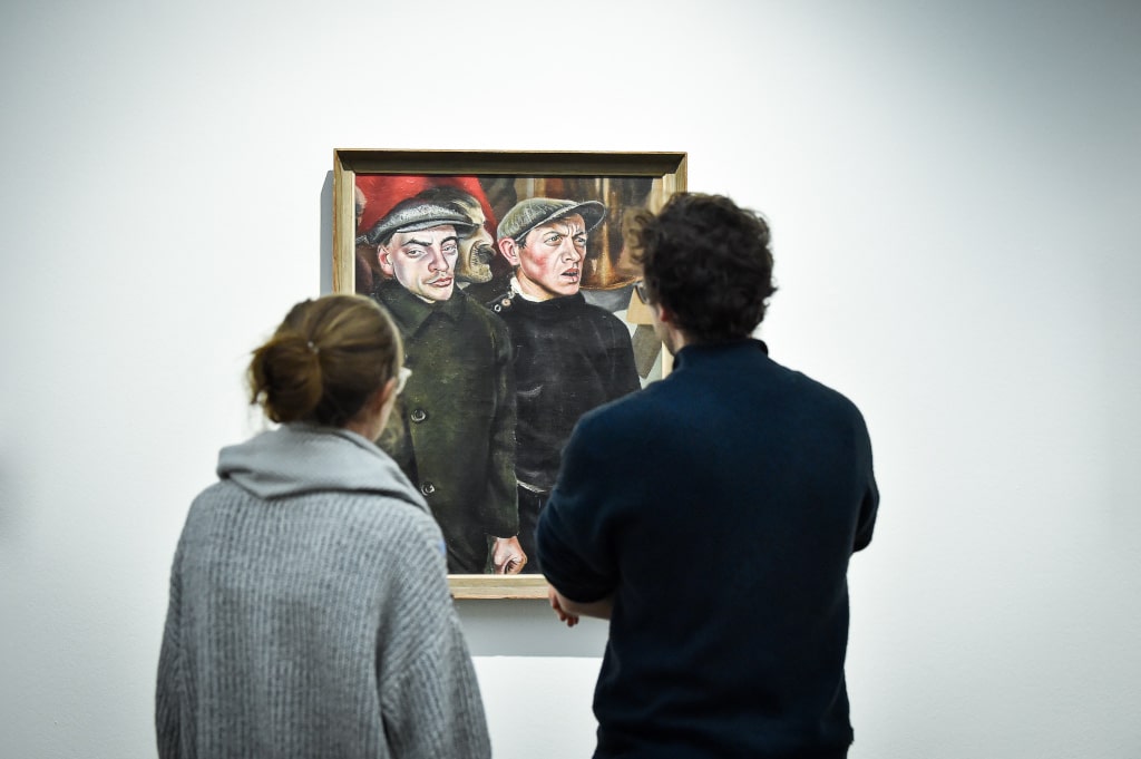 Curt Querner, Demonstration, 1930, Installationsansicht: Kunstmuseum Stuttgart, 2023 © VG Bild Kunst, Bonn 2023 / Foto: Gerald Ulmann, Stuttgart