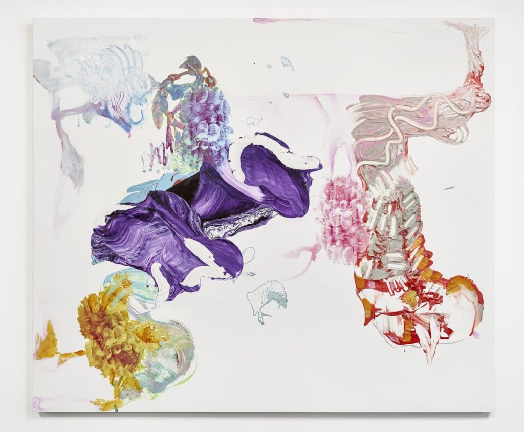 Pia Fries: „Aquila”, 2012, Öl und Siebdruck auf Holz, 145 x 170 cm © VG Bild-Kunst Bonn, 2024