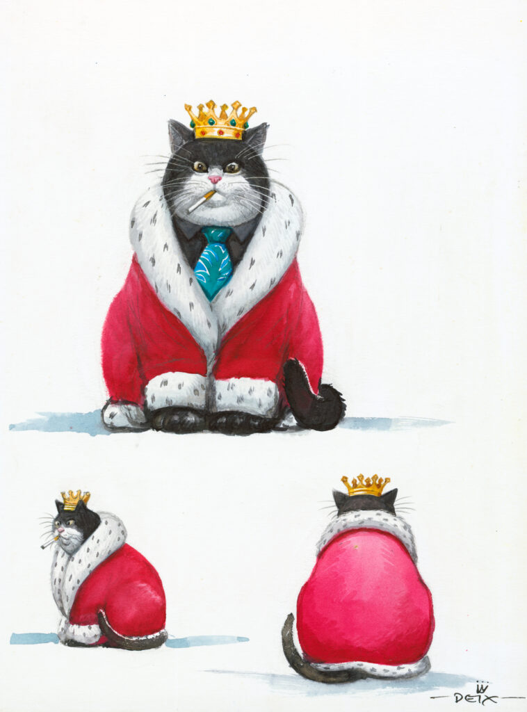 Manfred Deix, Der Katzenkönig, 1994 © Manfred Deix, Landessammlungen NÖ.