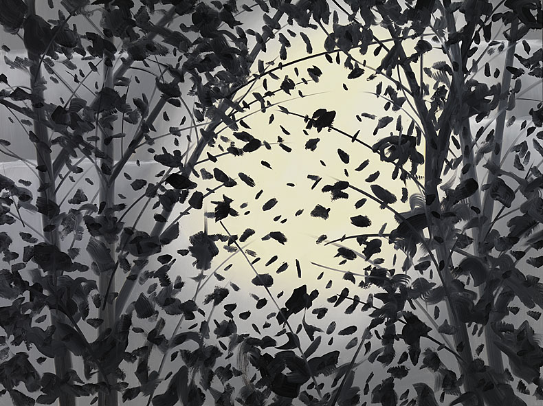 Alex Katz, Moonlight, 1997, Öl auf Leinwand, 182,70 x 244,00 cm, Udo und Anette Brandhorst Sammlung, Udo und Anette Brandhorst Sammlung © Alex Katz. VG Bild-Kunst, Bonn [2024], Foto: Haydar Koyupinar, Bayerische Staatsgemäldesammlungen, Museum Brandhorst, München
