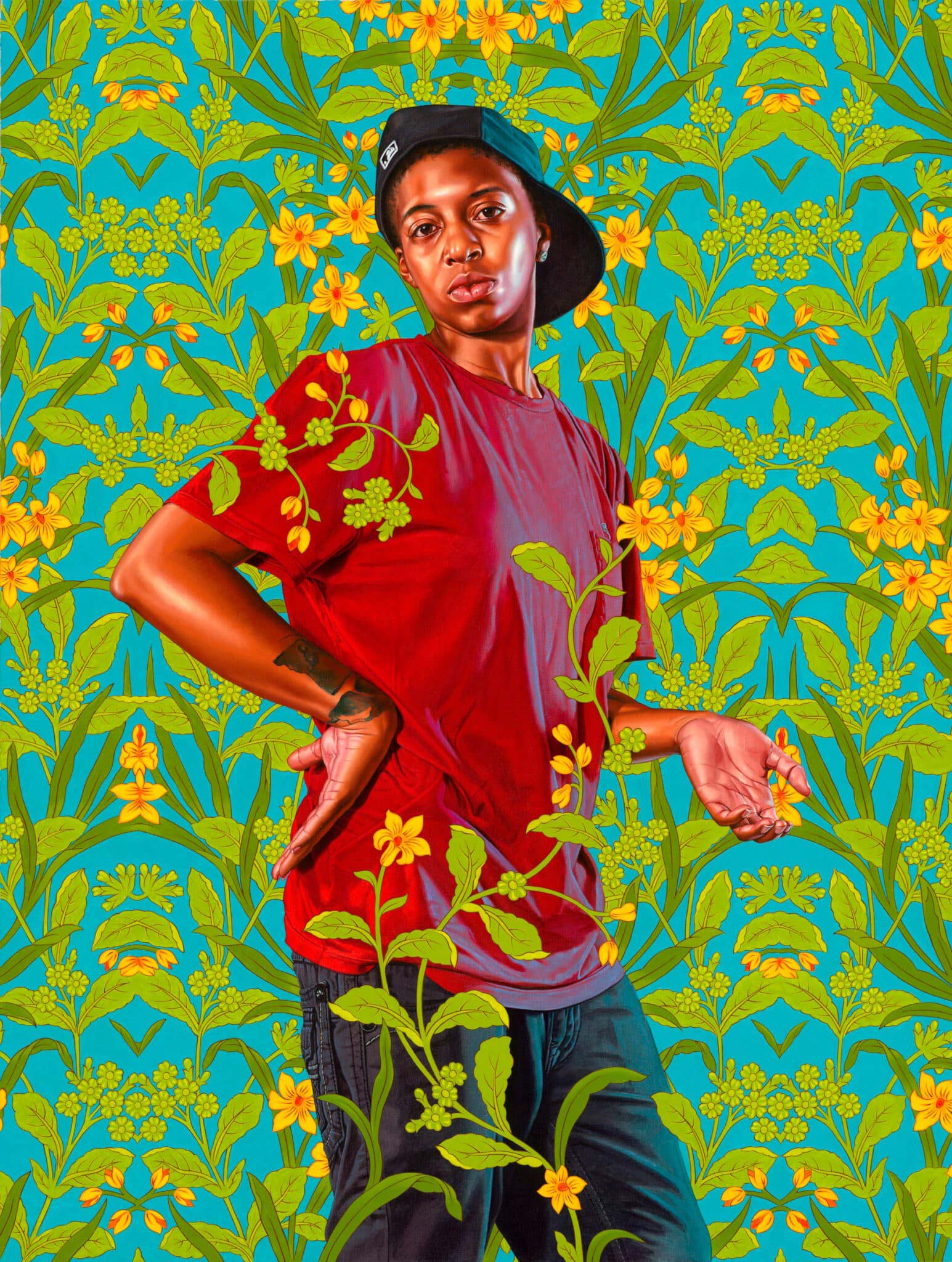 Kehinde Wiley, Porträt eines florentinischen Edelmanns III, 2019, courtesy of the artist and Stephen Friedman Gallery, London, Foto © Sammlung Vilsmeier – Linhares, München